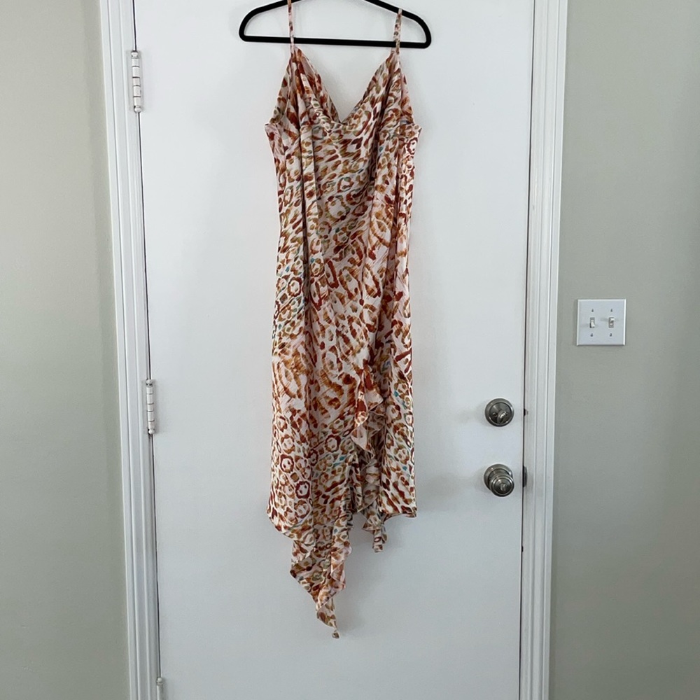 Joy & Ash Multi Color Slip Dress with Ruffle Slit | 1X